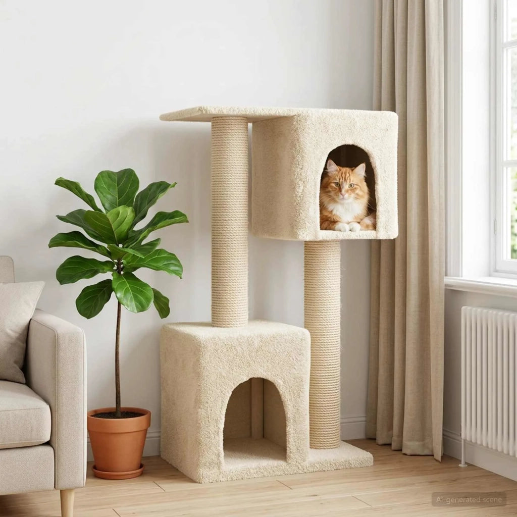 Albero per gatti con pali per graffiare in sisal Crema 114 cm 42033060