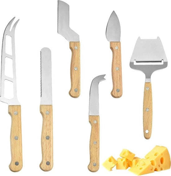 Set di 6 mestoli in acciaio inossidabile per formaggi morbidi.