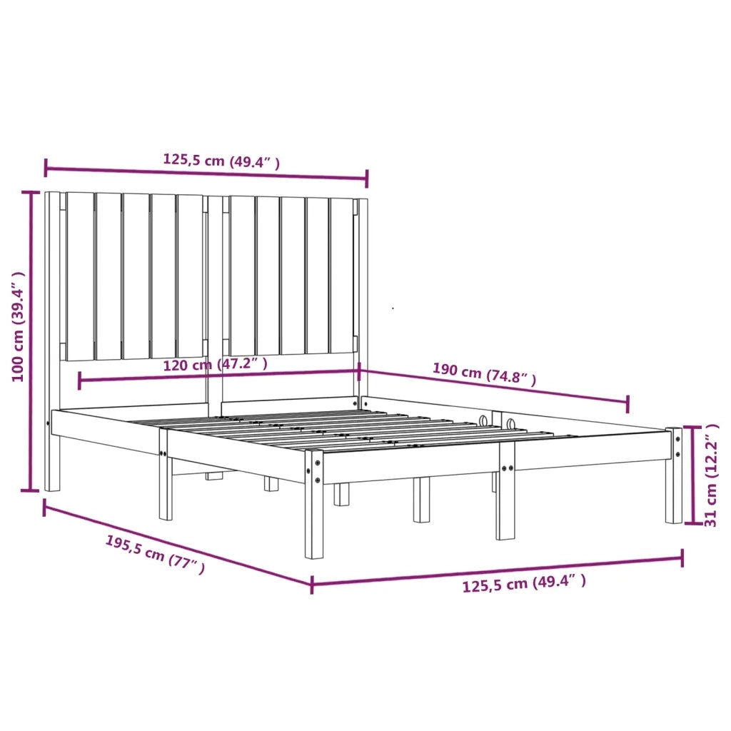 Giroletto-Struttura Letto in Legno Massello 120x190 cm Small Double 175112