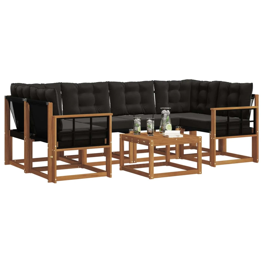 Set di divani da esterno con cuscino 7 pcs Naturale e Nero 3368455
