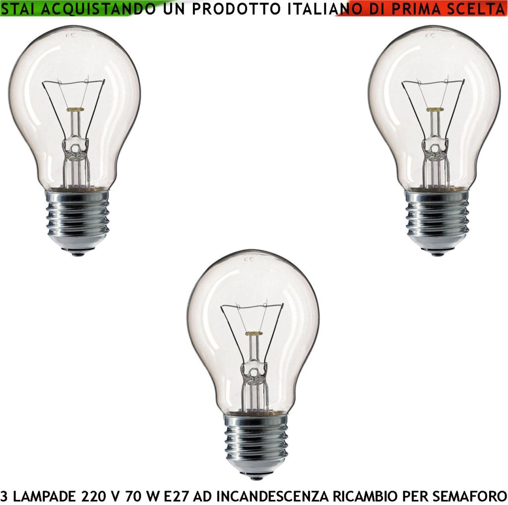 Lampadina Ricambio Originale per Semaforo Tre Lampade Industriali Trasparenti 230 V 100W E27 ad Alto Rendimento Flusso Luminoso 1350 Lumen Lunga Durata Filamento Incandescenza Non Adatta Uso Domestico