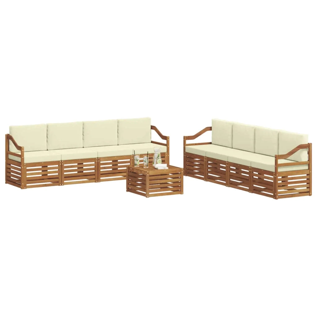 Set divani 9 pcs Naturale e Crema Legno di Acacia Massello 3374585