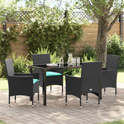 Set di tavolo e sedie con cuscino 5 pcs Nero Rattan in PE