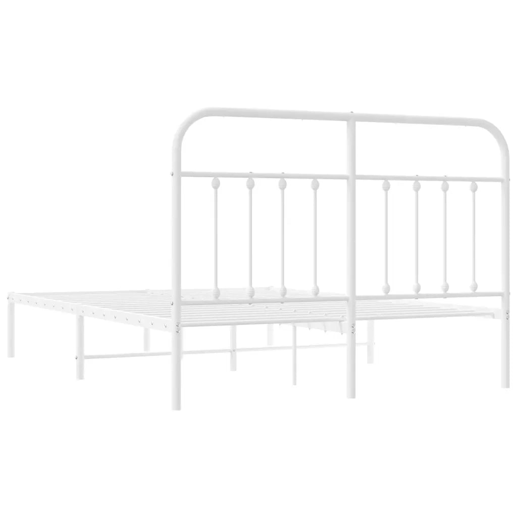 Giroletto con Testiera-Struttura Letto con testiera Metallo Bianco 140x200 cm 701706