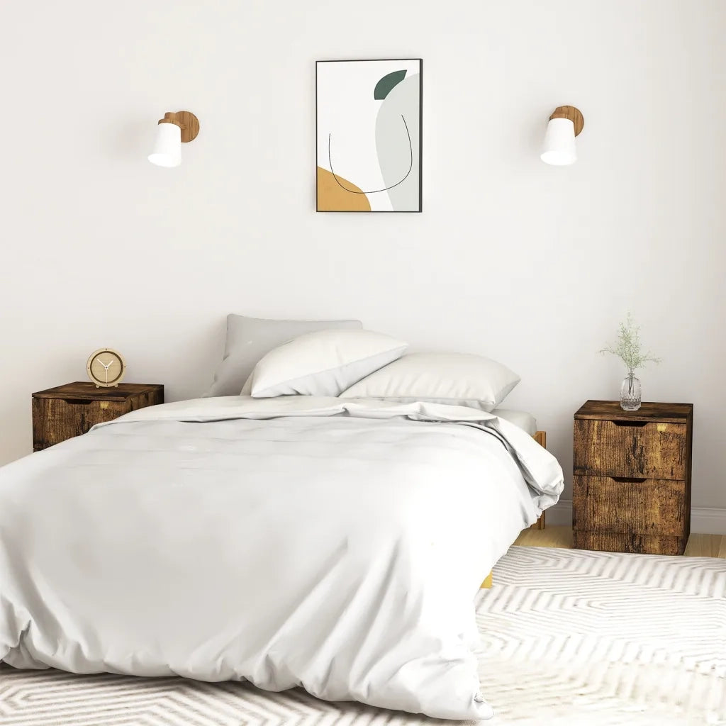 Set di 2 Comodini | Armadio da Notte | Mobiletto da notte Rovere Fumo 40x40x50 cm in Legno Multistrato