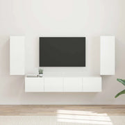 Set di Mobiletto da TV a Parete 4 pcs Bianco Lucido