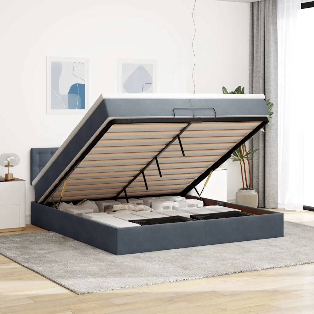 Struttura Letto Pouf con Materassi 200x200 cm Velluto 3312789