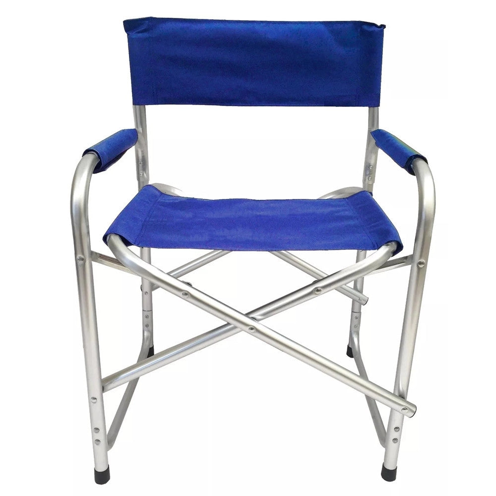 Trade Shop - Sedia Regista Blu Pieghevole In Ferro Per Campeggio Mare Spiaggia Giardino 285007 -