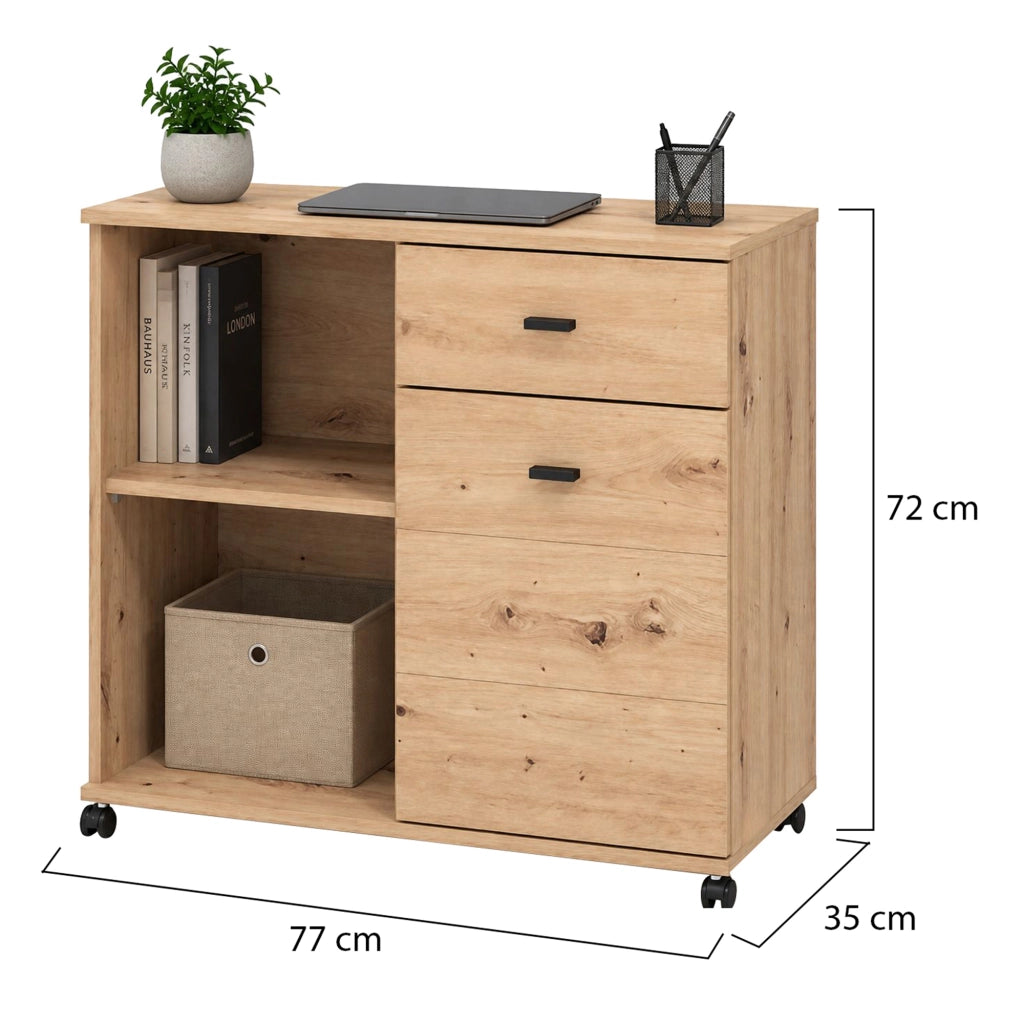 Madia Majuli, Credenza 2 Ripiani, 77x35x72h cm Marrone Rovere Nodi