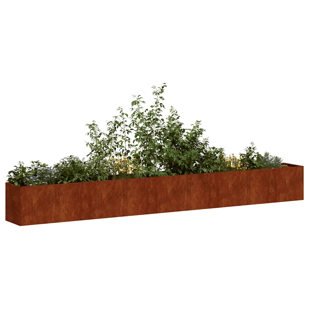 Fioriera Arrugginita 360x40x40 cm in Acciaio Corten