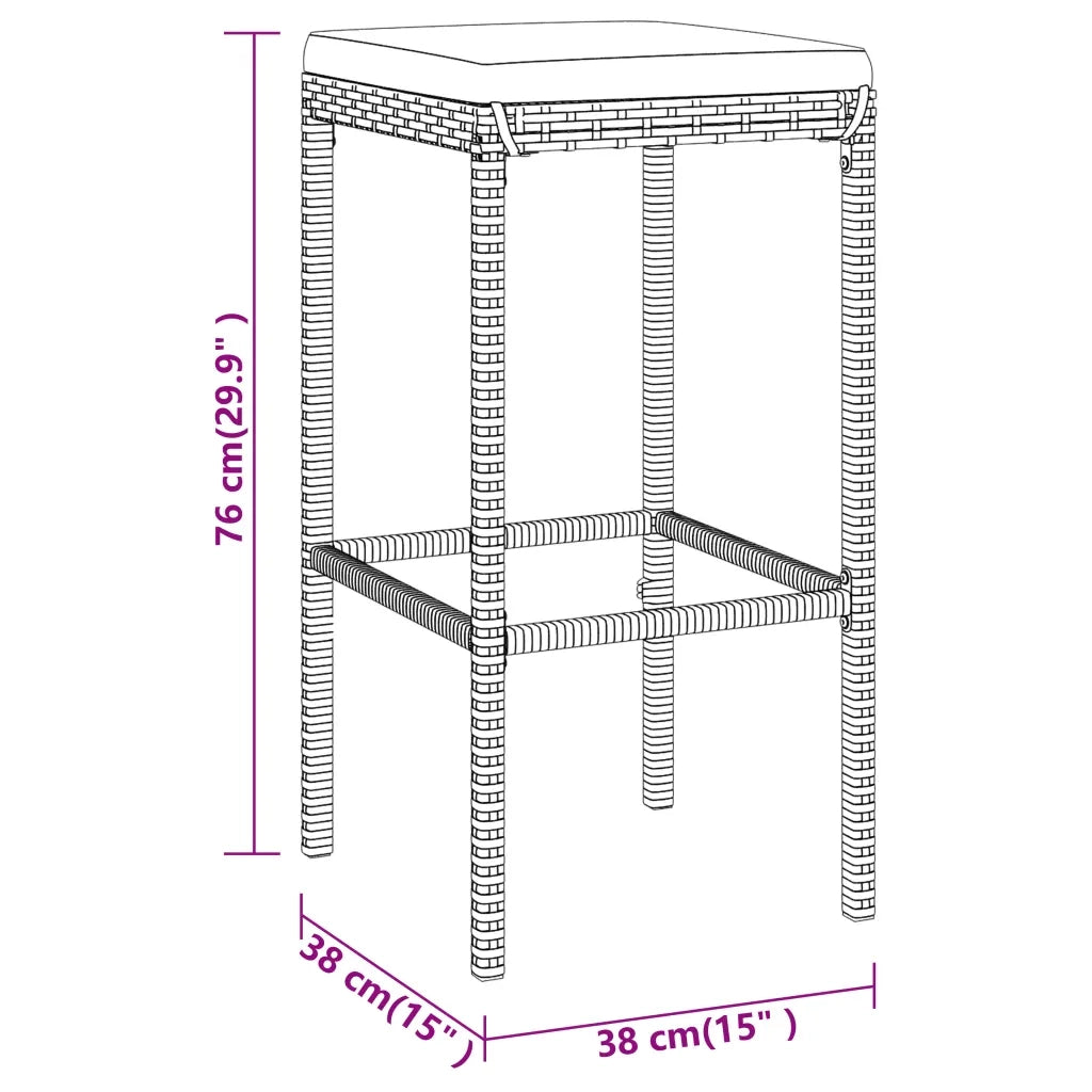 Set Bar da Giardino 7 pz con Cuscini in Polyrattan Nero 3187635