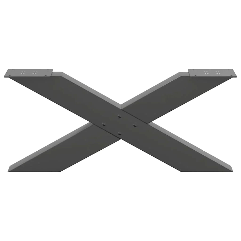 Set di 2 gambe per tavolino da caffè robuste e decorative a forma di X 70 x 30 cm con piedini livellatori acciaio antracite 02_0057218