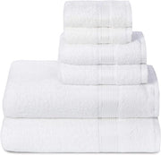 Set di 6 asciugamani in cotone morbidi - Bianco