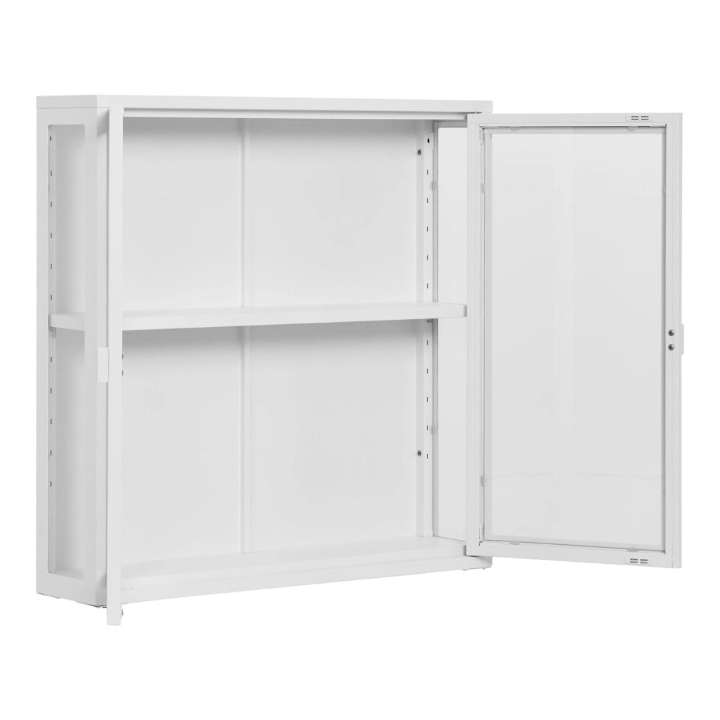 Vetrinetta Pensile Brisbane, Bianco, Metallo, 18x80x80 cm