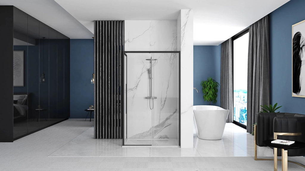 Cabina Doccia Solar Black Mat 90x90 con piatto doccia Savoy