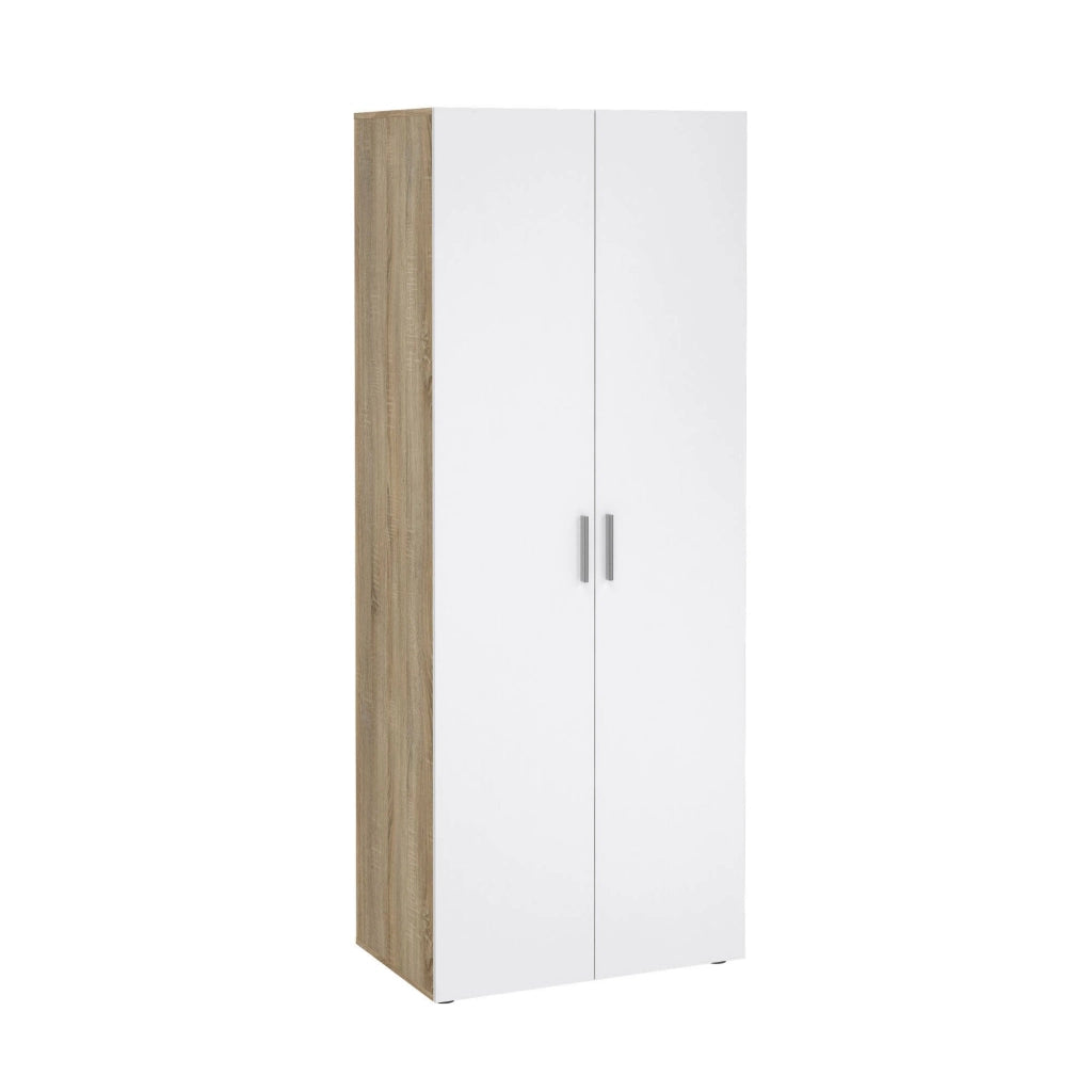 Armadio Camera da Letto Argor, Guardaroba 2 Ante Appendiabiti, 78.7x200.9h cm Marrone Quercia