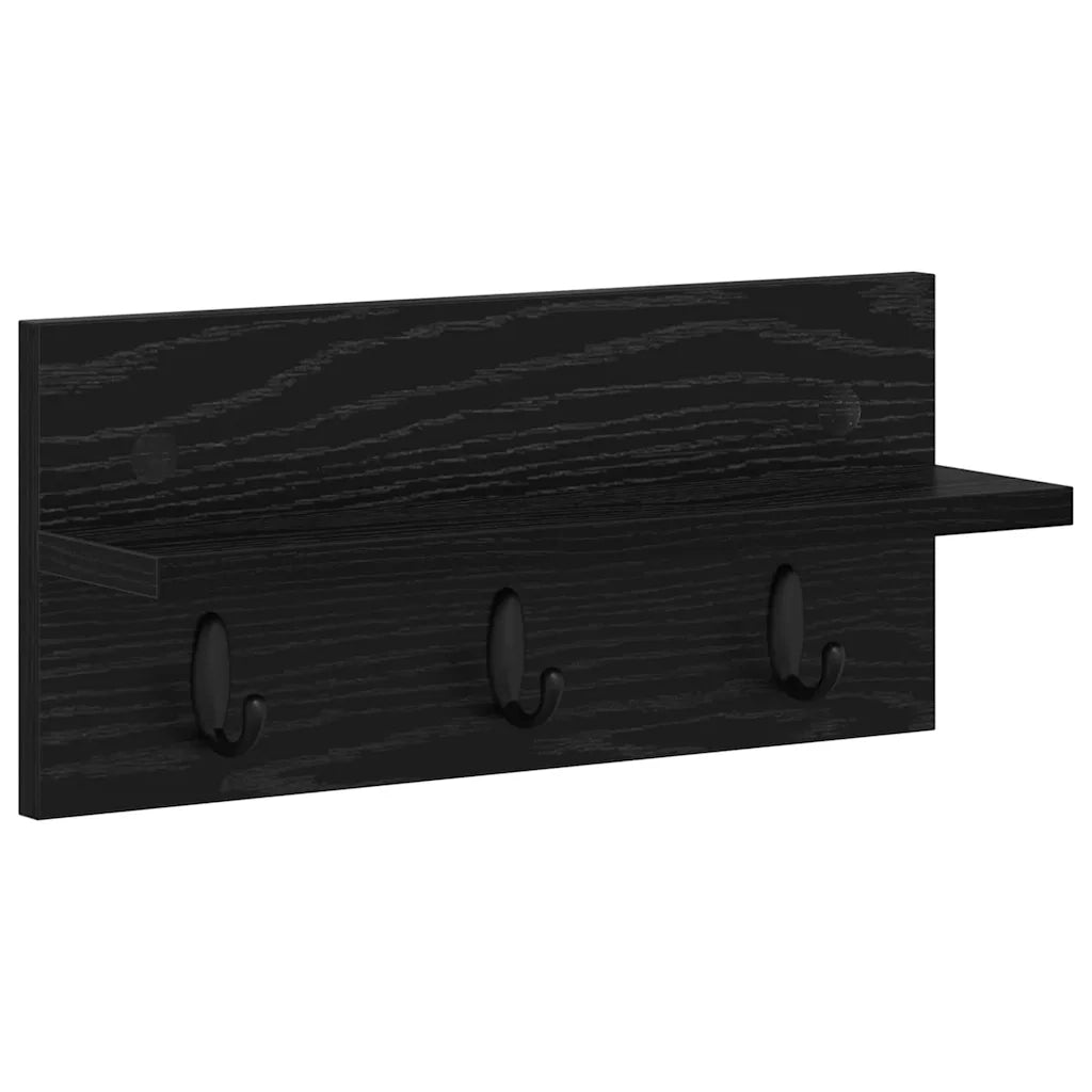 Appendiabiti a muro Rovere Nero 40 x 10,5 x 18 cm 874380