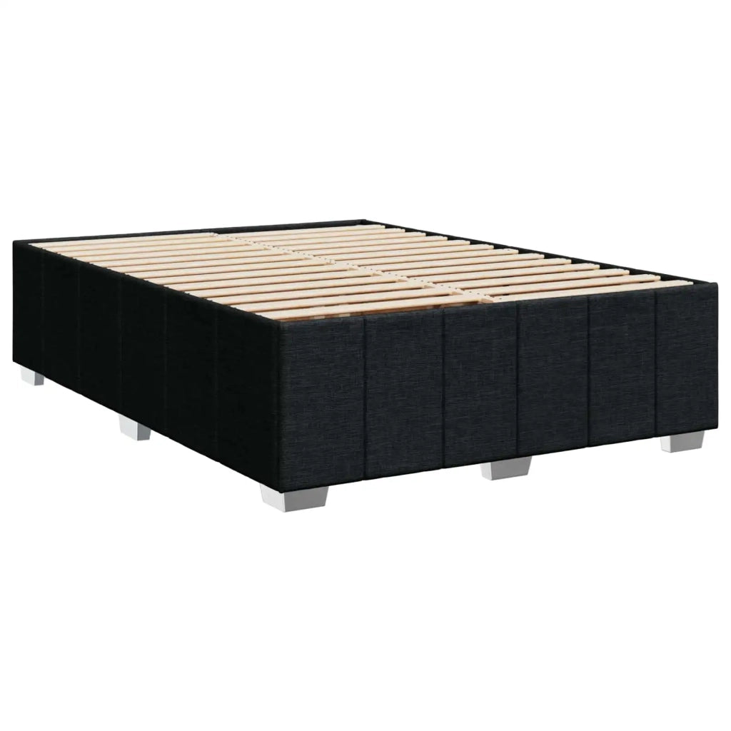 Letto Box Spring LED con Materasso Nero 140 x 200 cm Tessuto 3455628