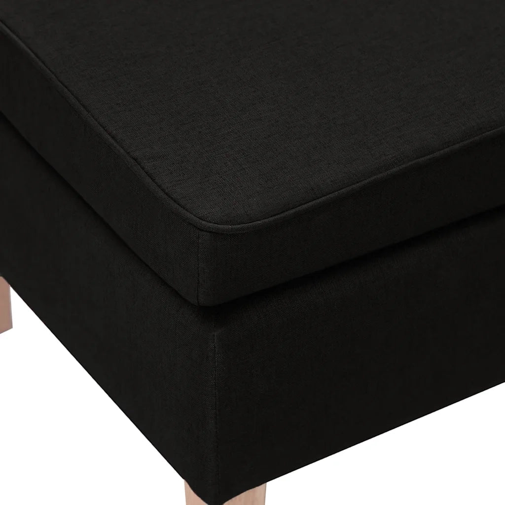 Poggiapiedi con Gambe in Legno Nero in Tessuto 329427