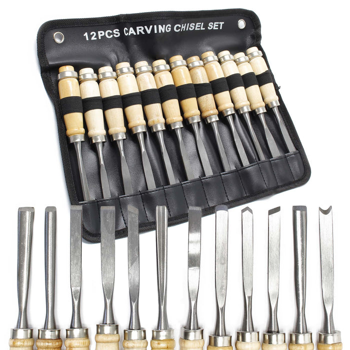 Tornio per legno da 350 watt e scalpelli sgorbie 12 utensili per intaglio