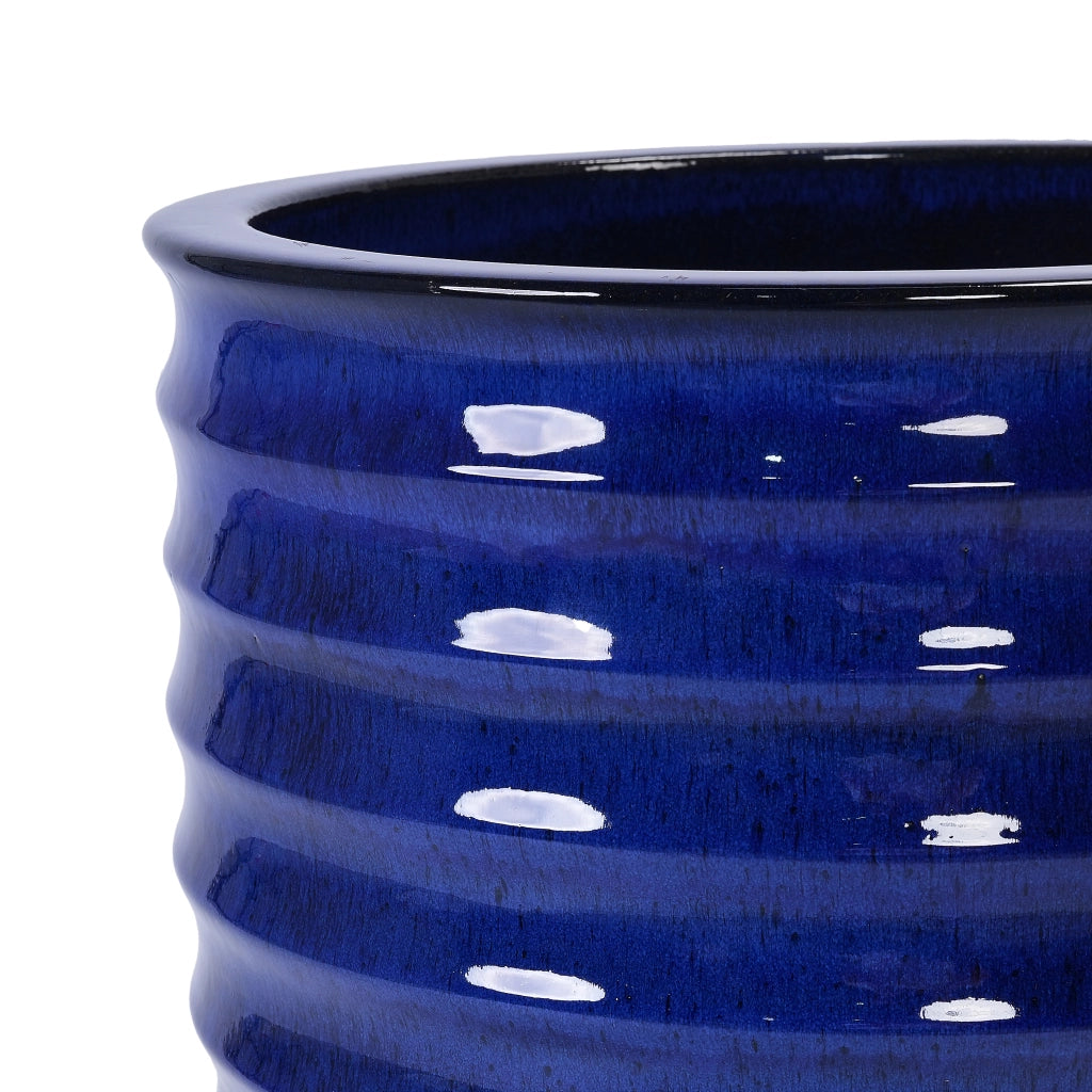 Vaso in ceramica artigianale smaltato blu zaffiro Ø 42 × H 54 cm
