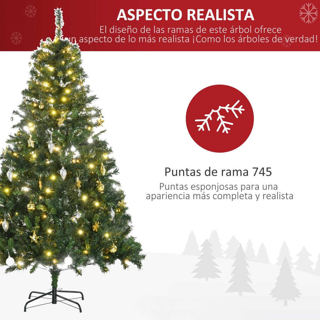 Albero di Natale Artificiale con Luci e Decorazioni ¨C zephmum ¨C Verde ?112x180 cm
