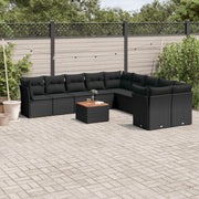 Set Divani da Giardino 11 pz con Cuscini in Polyrattan Nero 3256181