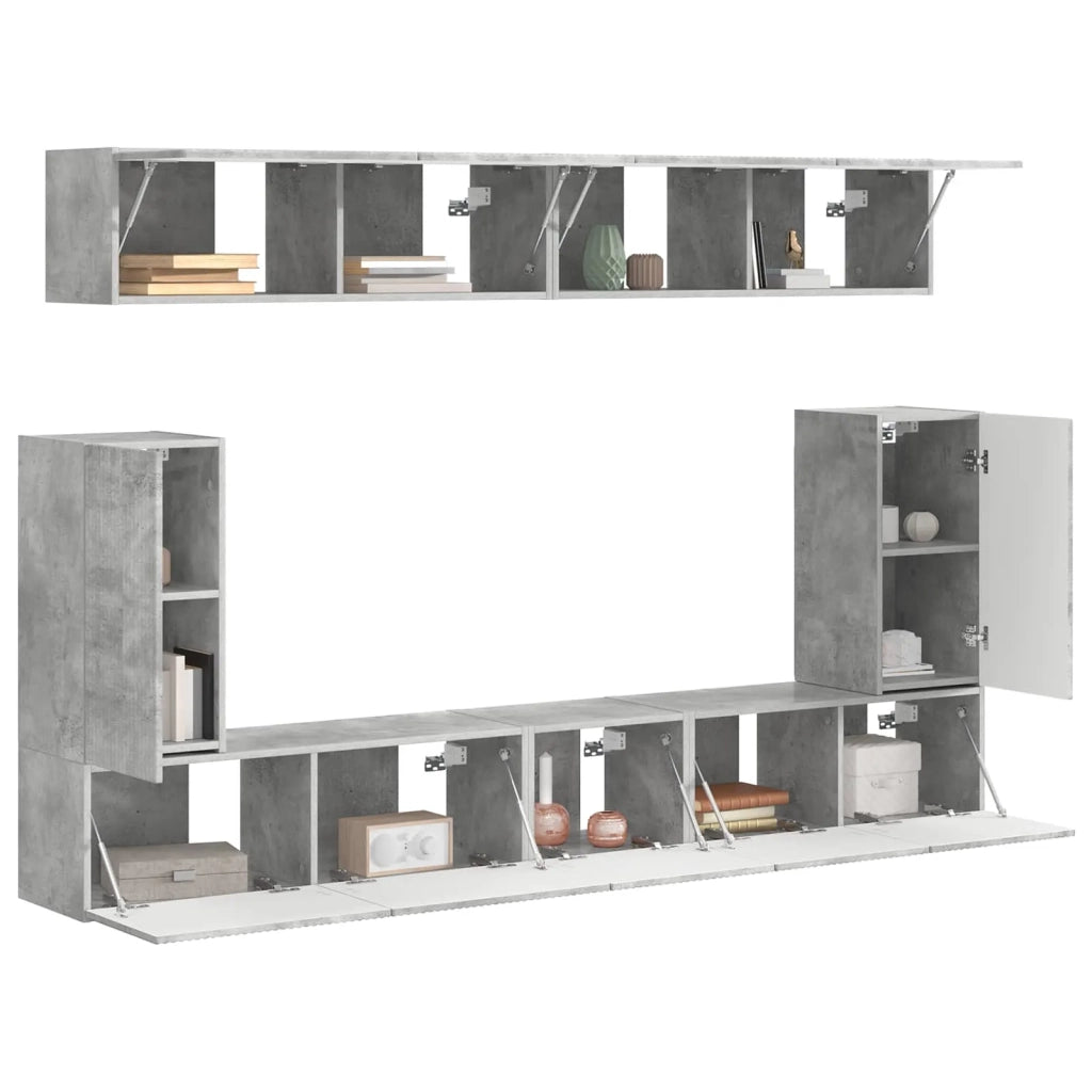 Set mobile TV 5 pcs Grigio cemento Legno multistrato