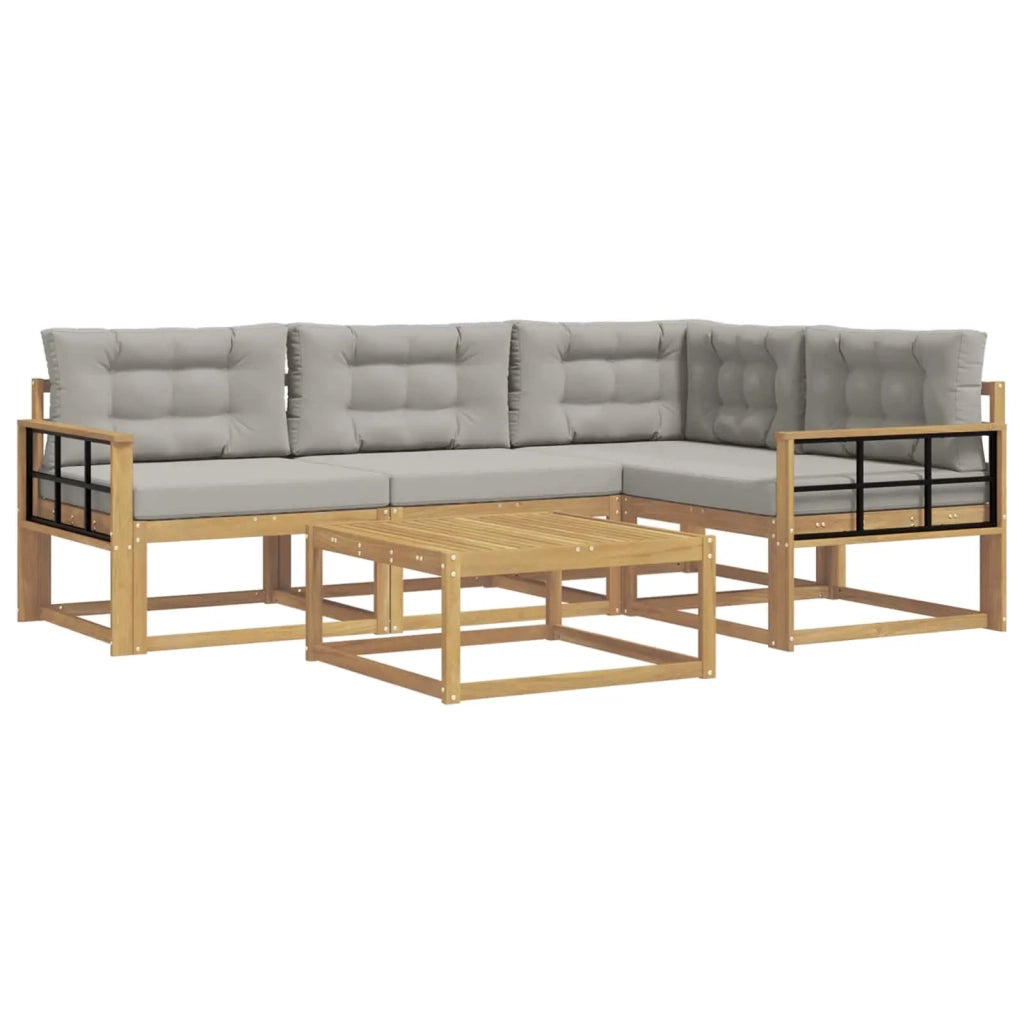 Set di divani da esterno 5 pz Bianco e Grigio Chiaro Poliestere 3386420