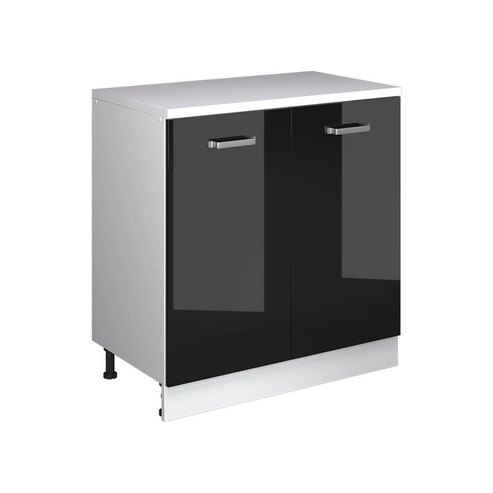 Mobile per mansarda Rion Nero lucido/Bianco 80 x 83.8 cm senza inclinazione con 2 ante Vicco