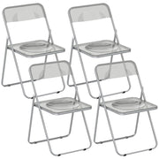 Set 4 Sedie Pieghevoli 47x48x75 cm in Acrilico Trasparenti Grigio