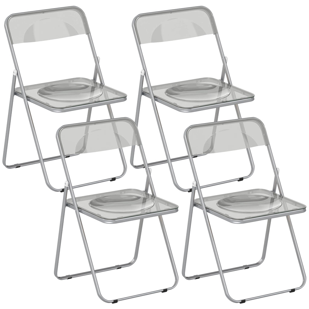 Set 4 Sedie Pieghevoli 47x48x75 cm in Acrilico Trasparenti Grigio