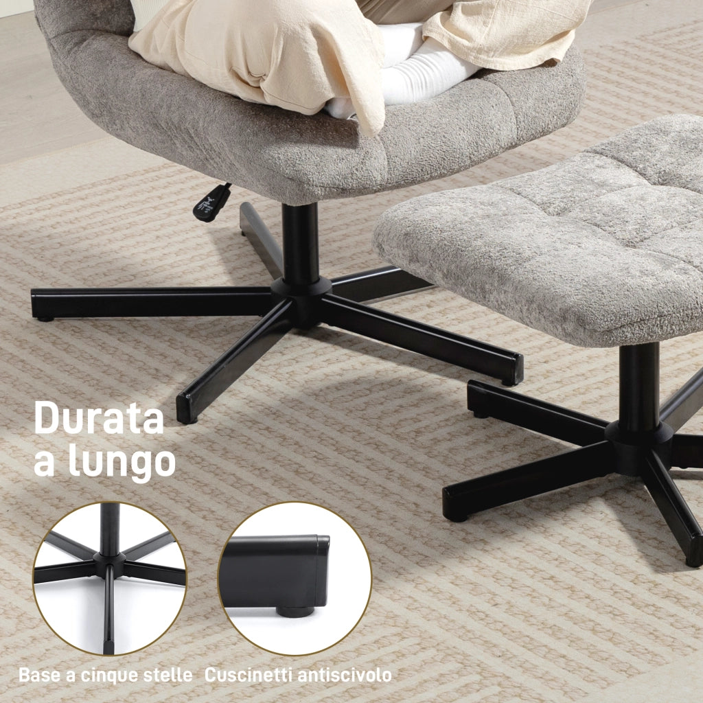 Poltrona Reclinabile a 4 Posizioni con Poggiapiedi ¨C Zephmum ¨C Velluto Grigio 66x80x93-104 cm