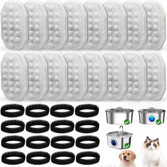 Filtro attivo carbone per fontana per cani e gatti, silenzioso ultra, fontana automatica per animali, fontana per cani e gatti in acciaio inossidabile, accessorio di ricambio per fontana per animali, 16 pezzi.
