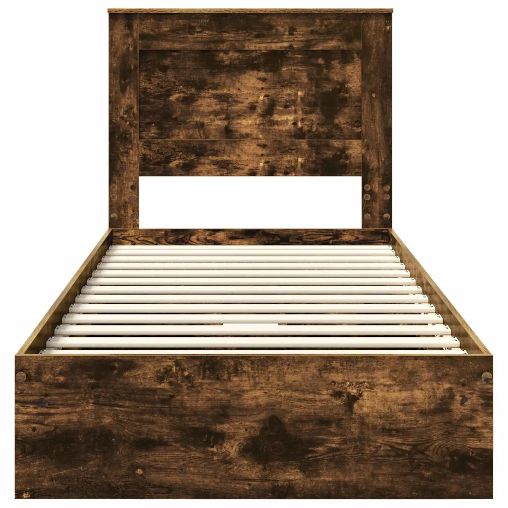 Letto con Contenitore con testiera Rovere fumé 100 x 200 cm