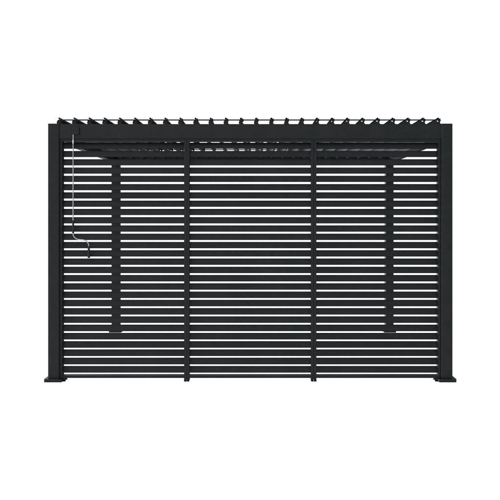 Pergola bioclimatica 3x4 in alluminio + 3 persiane da 1.3m, antracite