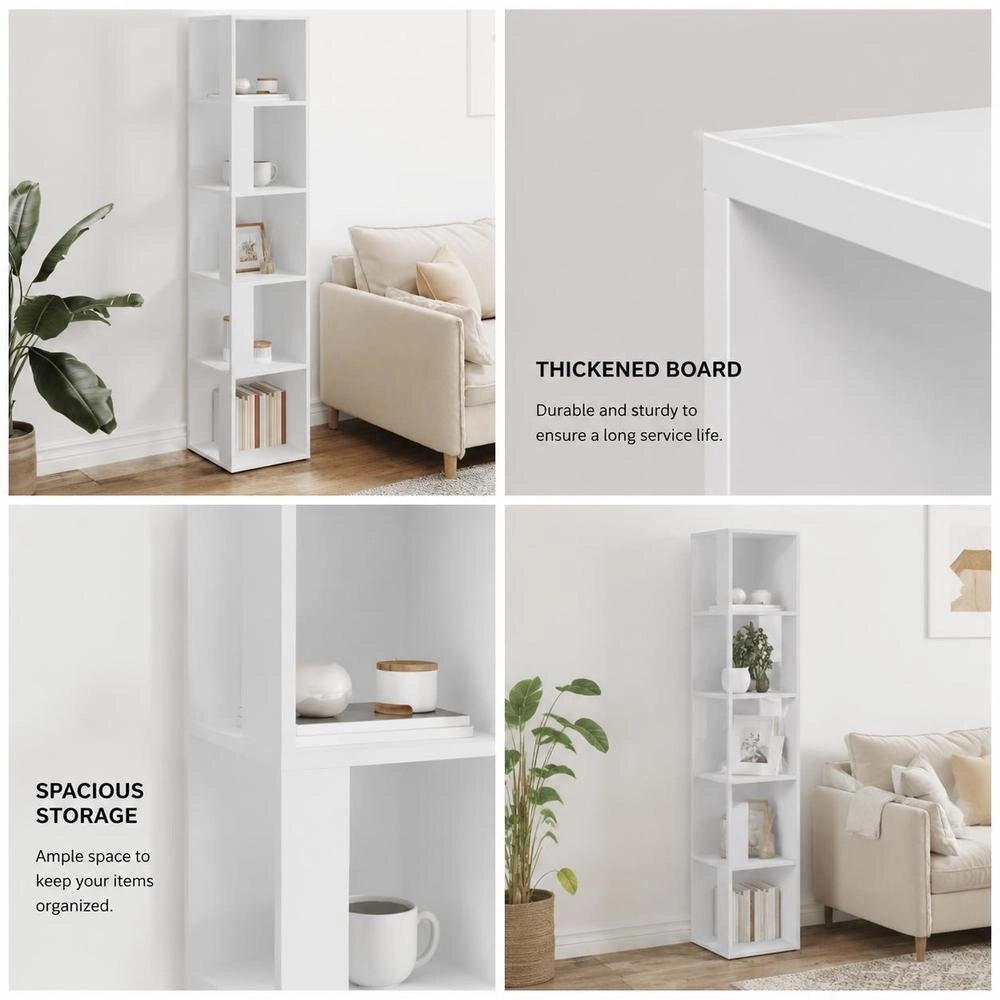 Corner Shelf, White, 33x33x164.5 Cm, Wood-based Material