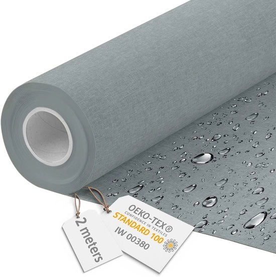 Tela Canvas Acquaparato - Tessuto per metro, Lato Finto 160 cm Largo - Tessuto impermeabile 220 g/m2 600D - Tessuto per ombrelli Acquaparato per metro, Grigio chiaro 2M