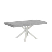 Tavolo allungabile 90/194x90 cm Clerk Premium colore cemento gambe bianche