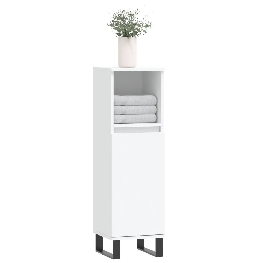 Armadietto da Bagno Bianco 30x30x100 cm in Legno Multistrato 831564