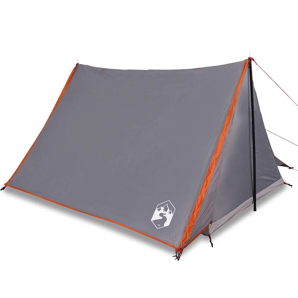 Tenda da Campeggio 2 Persone-Tenda per Escursionismo Grigio e Arancione Impermeabile 398437