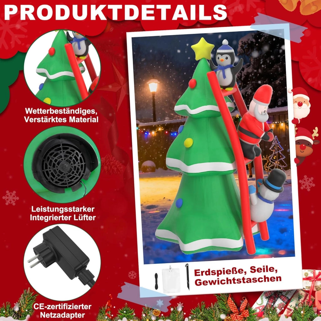 Albero di Natale gonfiabile con illuminazione e ventilatore silenzioso, 240 cm, figure di Natale gonfiabili, decorazione natalizia per interni ed esterni
