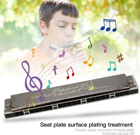 Harmonica a Fosforbronzato - Alta Qualità - Suono Chiara - Buona Tenuta dell'Aria - Piattaforma di Base Rafforzata - Chiave di Tono C# - Nero