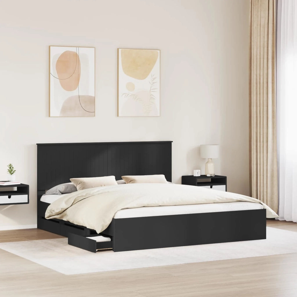 Struttura del letto Nero 180 x 200 cm Legno Ingegnerizzato