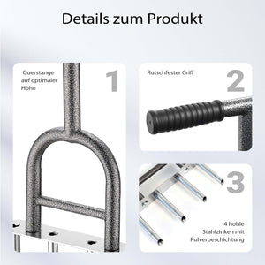 Carotatrice manuale per prato in acciaio, arieggiatore con impugnatura ergonomica a T e 4 fustelle, per carotare e chiodare il terreno, per giardino, prato