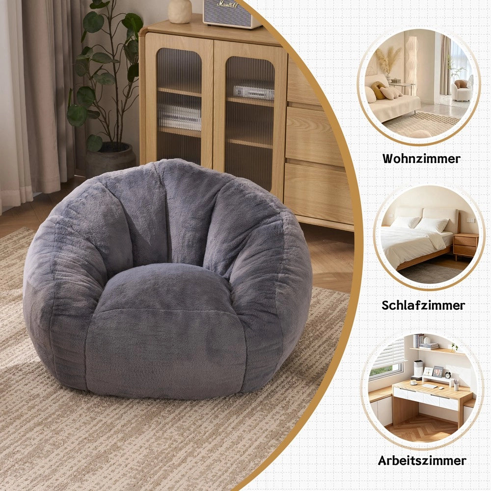 Pouf Imbottito ¨C Minimal ¨C Grigio Chiaro Tessuto Morbido