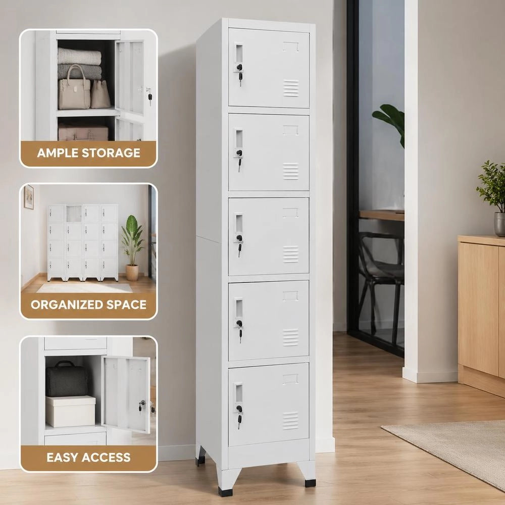 Locker Cabinet, Light Grey, 38x40x180 Cm, Steel