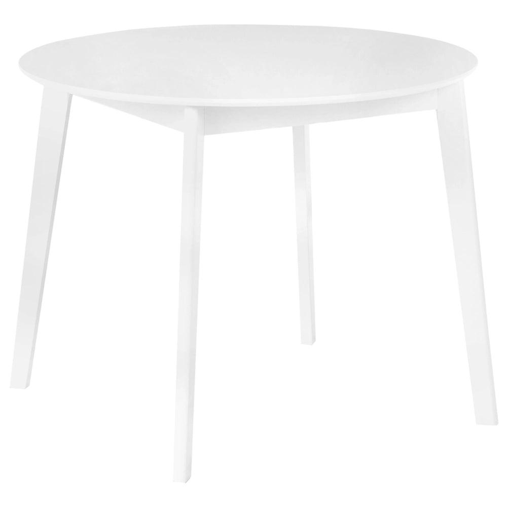 Tavolo da pranzo MDF bianco 100 cm con piano rotondo gambe in legno tavolo da cucina scandinavo