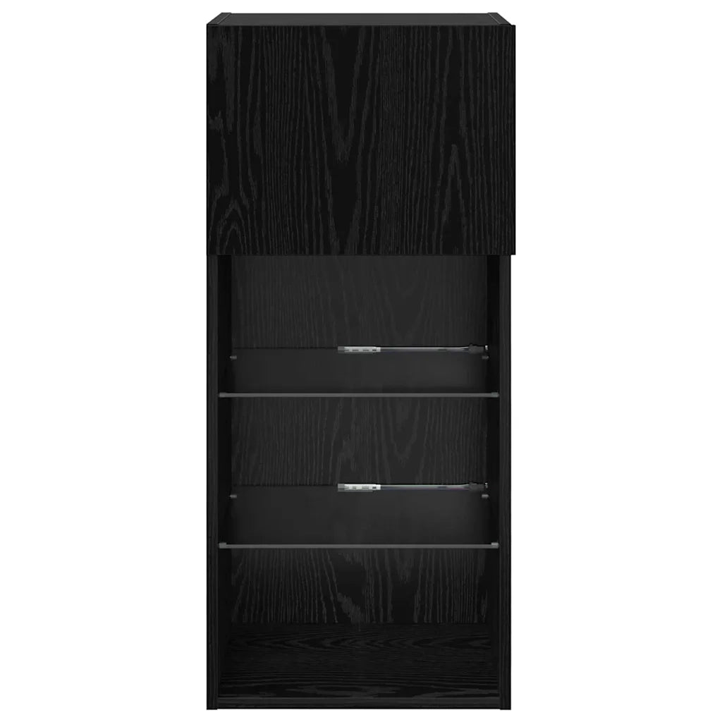 Mobiletti TV a parete 2 pcs Rovere Nero 40,5 x 30 x 90 cm