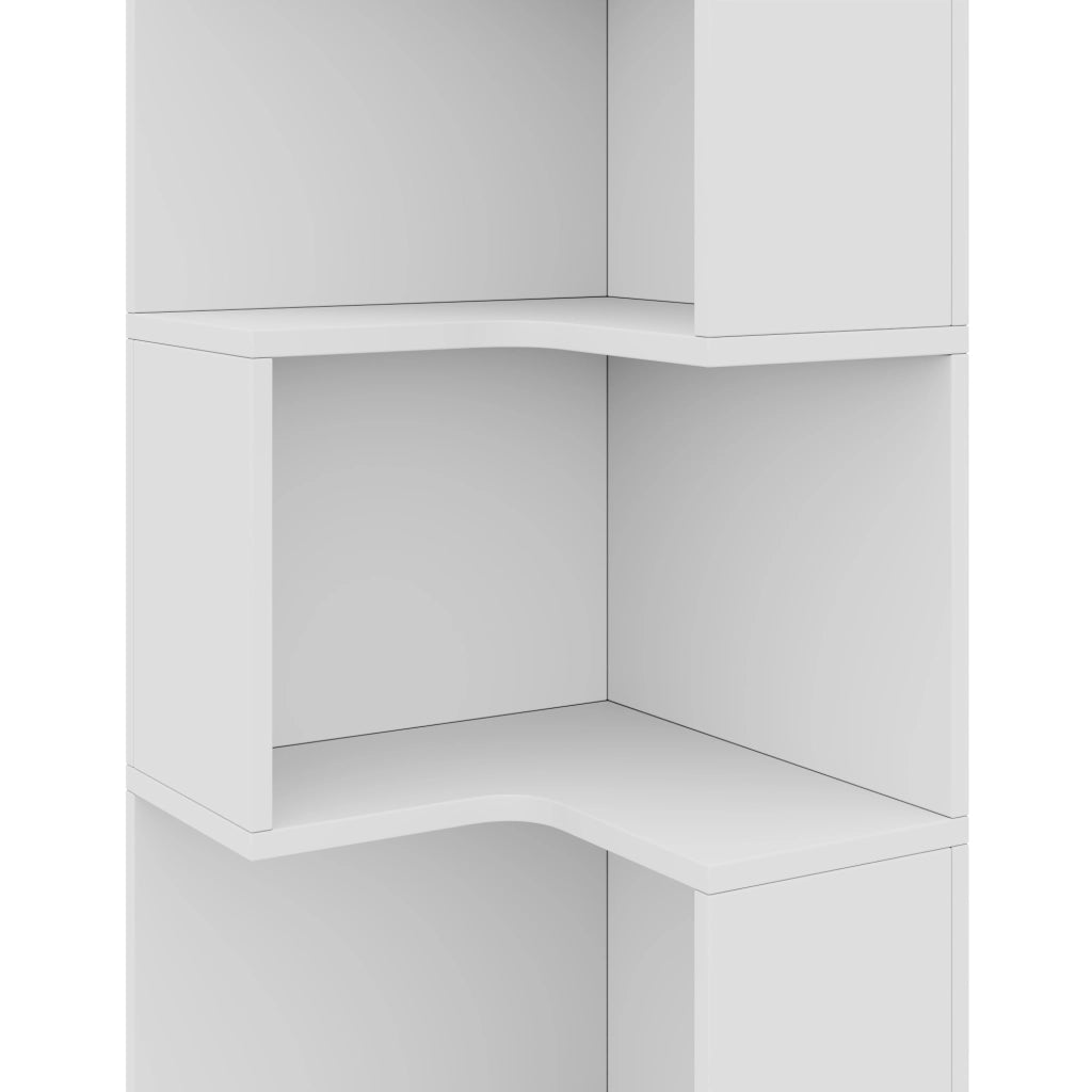 Libreria angolare con LED da app 4 ripiani aperti e 2 cassetti in MDF per studio soggiorno bianca 45 × 43,5 × 180 cm